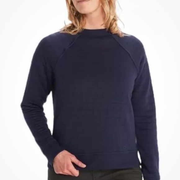 Marmot Women's Roice Quilted Long Sleeve Crewneck Sweatshirt Outdoors Navy Sz L - Picture 1 of 6